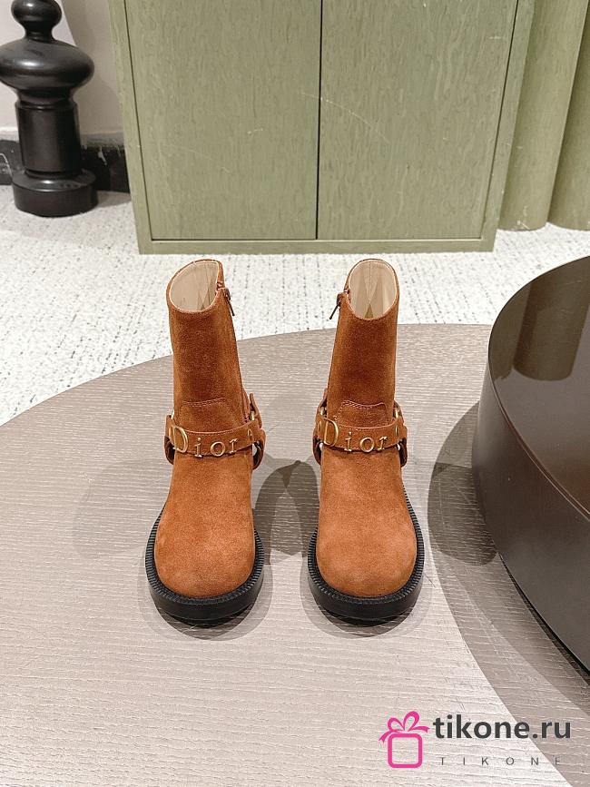 Dior Bolt Ankle Boot Cognac Brown Suede Calfskin - 1