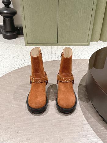 Dior Bolt Ankle Boot Cognac Brown Suede Calfskin