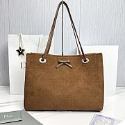 Medium Dior Promenade Shopping Bag Marron Bobby Flat Cannage Suede Calfskin - 37x28x14cm - 5