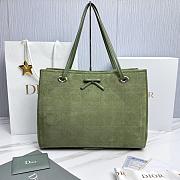 Medium Dior Promenade Shopping Bag Marron Khaki Flat Cannage Suede Calfskin - 37x28x14cm - 1