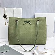 Medium Dior Promenade Shopping Bag Marron Khaki Flat Cannage Suede Calfskin - 37x28x14cm - 5