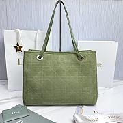 Medium Dior Promenade Shopping Bag Marron Khaki Flat Cannage Suede Calfskin - 37x28x14cm - 4