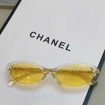 Chanel Oval Sunglasses Acetate & Metal and Transparent Yellow CH5565