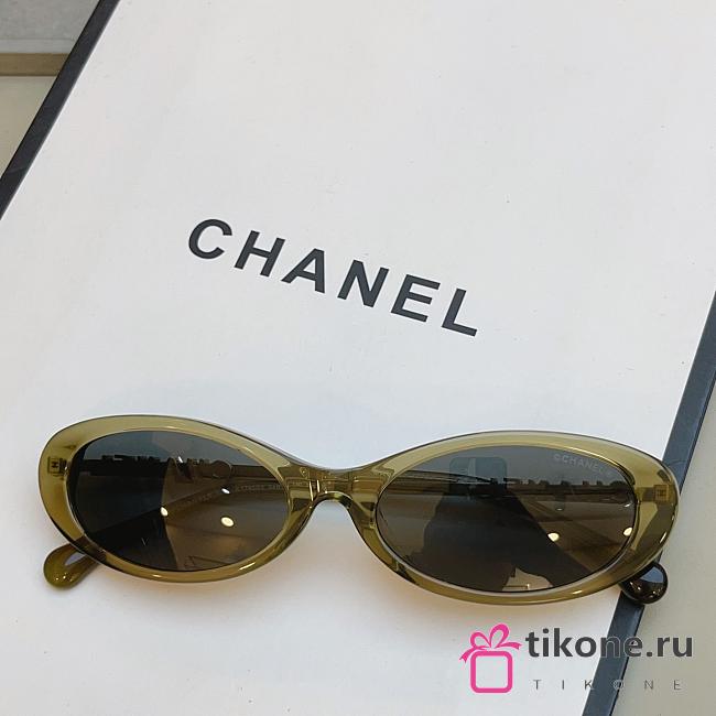Chanel Oval Sunglasses Acetate & Metal and Olive Dark Brown CH5565 - 1