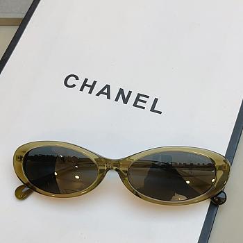 Chanel Oval Sunglasses Acetate & Metal and Olive Dark Brown CH5565
