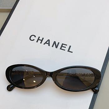 Chanel Oval Sunglasses Acetate & Metal and Black Gray CH5565