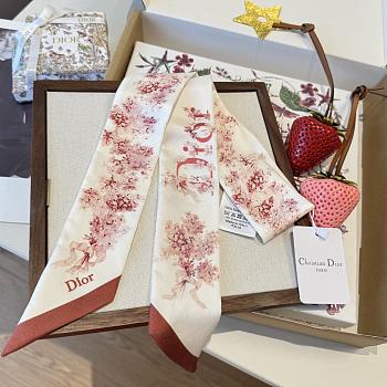 Dior Lilac Bouquet Mitzah Scarf Ivory and Pink Silk Twill
