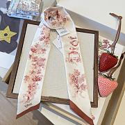 Dior Lilac Bouquet Mitzah Scarf Ivory and Pink Silk Twill - 2