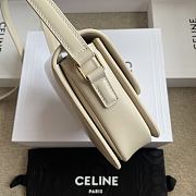 Celine Teen Triomphe Bag In Shiny Calfskin With Enamel Closure White Cotton/Black - 18.5x13.5x7cm - 5