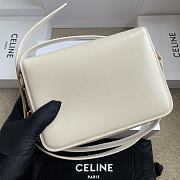 Celine Teen Triomphe Bag In Shiny Calfskin With Enamel Closure White Cotton/Black - 18.5x13.5x7cm - 4