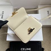 Celine Teen Triomphe Bag In Shiny Calfskin With Enamel Closure White Cotton/Black - 18.5x13.5x7cm - 2