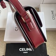 Celine Teen Triomphe Bag In Shiny Calfskin With Enamel Closure Syrah/White Cotton - 18.5x13.5x7cm - 6