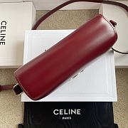 Celine Teen Triomphe Bag In Shiny Calfskin With Enamel Closure Syrah/White Cotton - 18.5x13.5x7cm - 2
