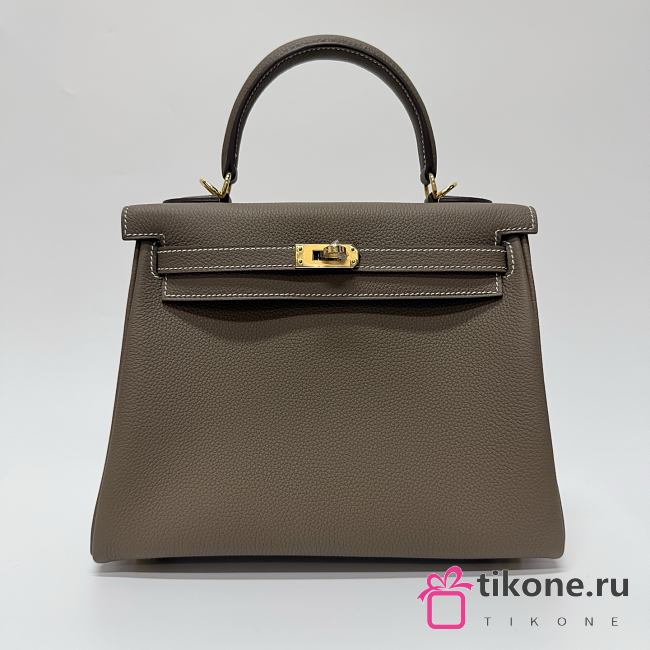 Hermes Kelly 25 Togo Leather Gold Hardware Elephant Grey - 25x17x7cm - 1