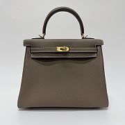Hermes Kelly 25 Togo Leather Gold Hardware Elephant Grey - 25x17x7cm - 1