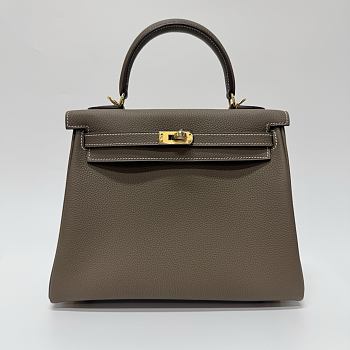 Hermes Kelly 25 Togo Leather Gold Hardware Elephant Grey - 25x17x7cm