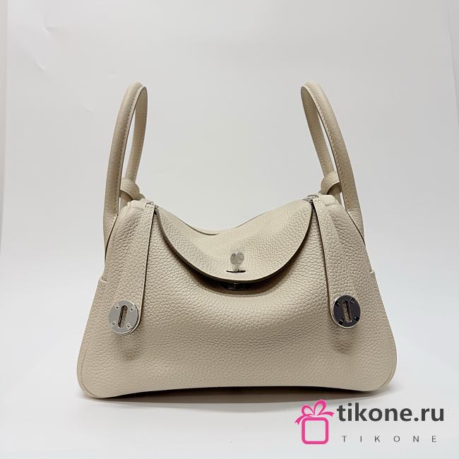 Hermes Lindy 26 Clémence Leather Silver Hardware Milkshake White - 26x18x14cm - 1