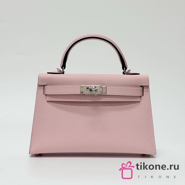 Hermes Kelly 19 Epsom Leather Silver Hardware Light Pink - 20x13x6cm - 1
