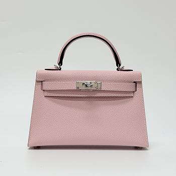 Hermes Kelly 19 Epsom Leather Silver Hardware Light Pink - 20x13x6cm