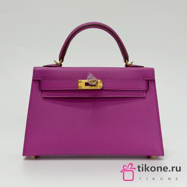 Hermes Kelly 19 Epsom Leather Gold Hardware Fuchsia - 20x13x6cm - 1