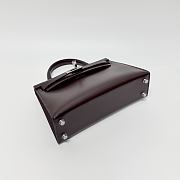 Hermes Kelly 19 Box Leather Silver Hardware Burgundy - 20x13x6cm - 6
