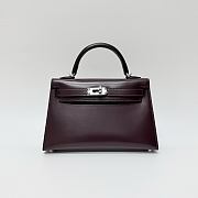 Hermes Kelly 19 Box Leather Silver Hardware Burgundy - 20x13x6cm - 4