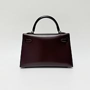 Hermes Kelly 19 Box Leather Silver Hardware Burgundy - 20x13x6cm - 3