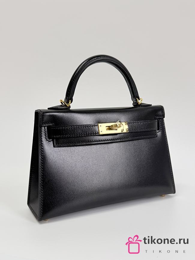 Hermes Kelly 19 Box Leather Gold Hardware Black - 20x13x6cm - 1