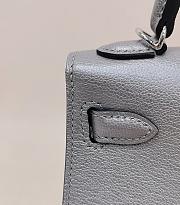 Hermes Kelly 19 Metallic Chèvre Chamkila Leather Palladium Hardware Silver - 20x13x6cm - 6
