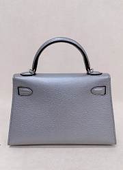 Hermes Kelly 19 Metallic Chèvre Chamkila Leather Palladium Hardware Silver - 20x13x6cm - 5