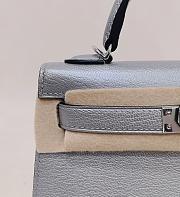 Hermes Kelly 19 Metallic Chèvre Chamkila Leather Palladium Hardware Silver - 20x13x6cm - 3