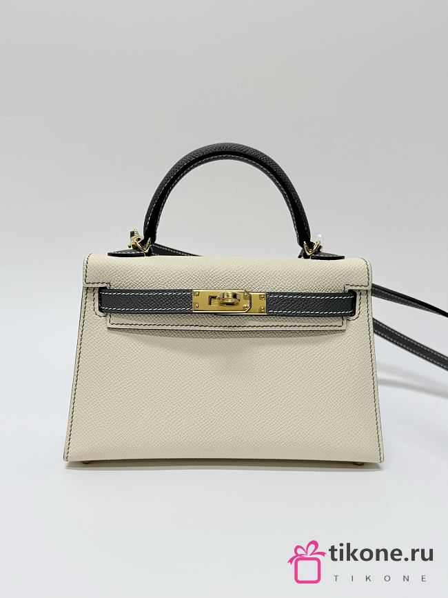 Hermes Kelly 19 Epsom Leather Gold Hardware Milkshake White/Gray - 20x13x6cm - 1
