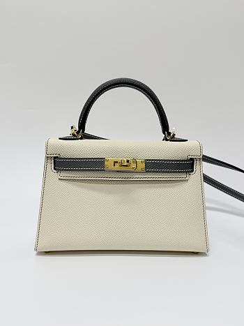 Hermes Kelly 19 Epsom Leather Gold Hardware Milkshake White/Gray - 20x13x6cm