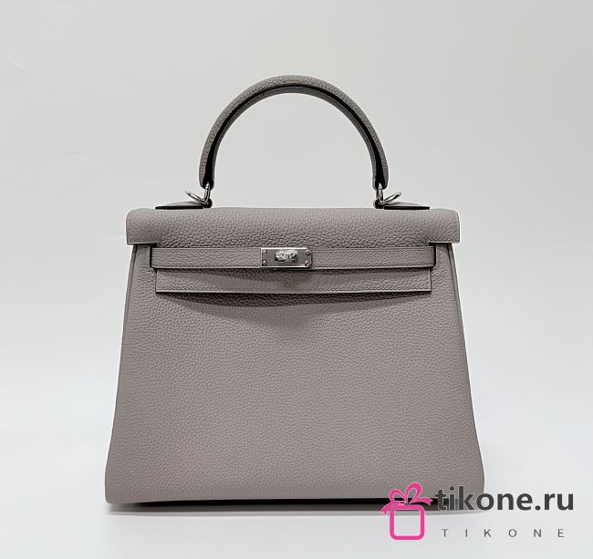 Hermes Kelly 25 Togo Leather Silver Hardware Galet - 25x17x7cm - 1