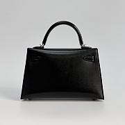 Hermes Kelly 19 Box Leather Silver Hardware Black - 20x13x6cm - 6
