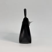 Hermes Kelly 19 Box Leather Silver Hardware Black - 20x13x6cm - 5