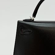 Hermes Kelly 19 Box Leather Silver Hardware Black - 20x13x6cm - 3