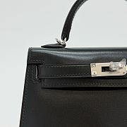 Hermes Kelly 19 Box Leather Silver Hardware Black - 20x13x6cm - 2