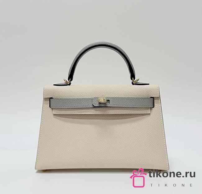Hermes Kelly 19 Epsom Leather Gold Hardware Milkshake White/Light Gray - 20x13x6cm - 1