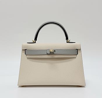 Hermes Kelly 19 Epsom Leather Gold Hardware Milkshake White/Light Gray - 20x13x6cm