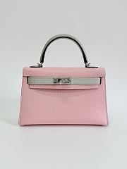 Hermes Kelly 19 Chèvre Leather Silver Hardware Sakura Pink/Pearl Grey - 20x13x6cm - 6