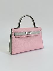 Hermes Kelly 19 Chèvre Leather Silver Hardware Sakura Pink/Pearl Grey - 20x13x6cm - 3