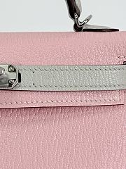 Hermes Kelly 19 Chèvre Leather Silver Hardware Sakura Pink/Pearl Grey - 20x13x6cm - 2