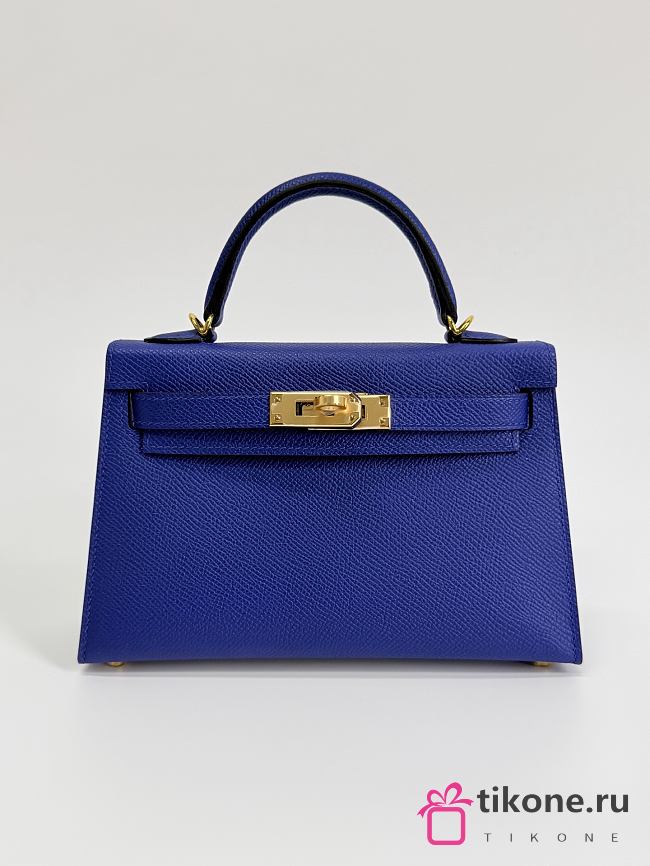 Hermes Kelly 19 Epsom Leather Gold Hardware Blue - 20x13x6cm - 1