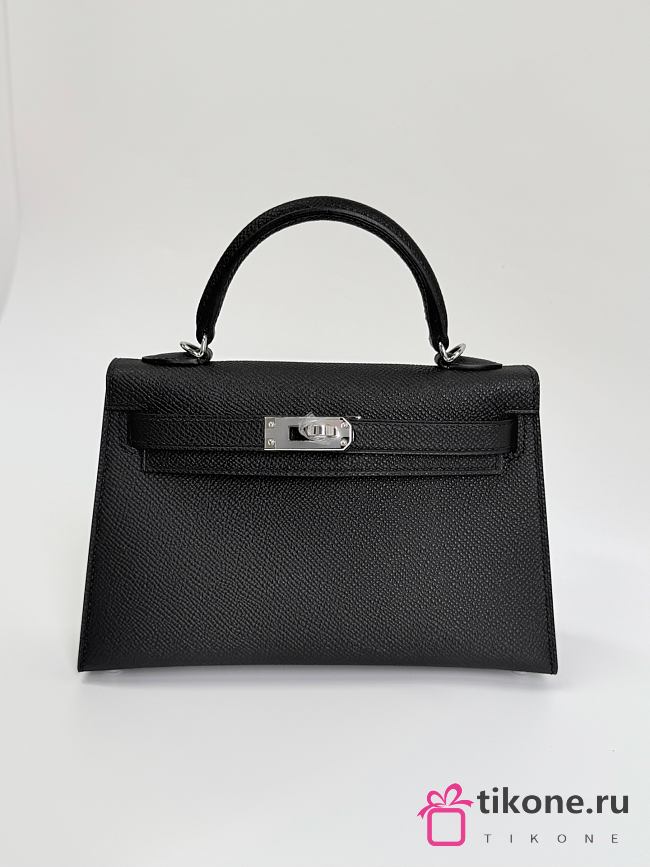 Hermes Kelly 19 Epsom Leather Silver Hardware Black - 20x13x6cm - 1