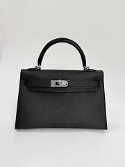 Hermes Kelly 19 Epsom Leather Silver Hardware Black - 20x13x6cm - 1