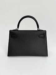 Hermes Kelly 19 Epsom Leather Silver Hardware Black - 20x13x6cm - 2
