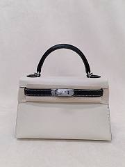 Hermes Kelly 19 Chèvre Leather Silver Hardware White/Black - 20x13x6cm - 2