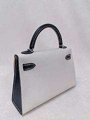 Hermes Kelly 19 Chèvre Leather Silver Hardware White/Black - 20x13x6cm - 3