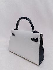 Hermes Kelly 19 Chèvre Leather Silver Hardware White/Black - 20x13x6cm - 5